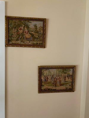 Pair of Small Vintage Wall Hanging Tapestry