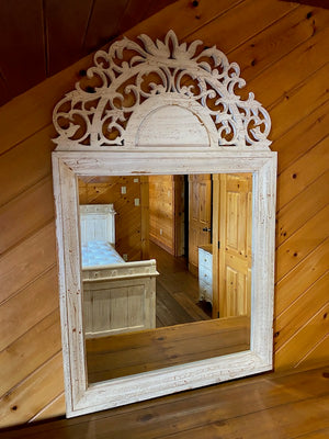"Drexel Heritage" White Distressed Dresser with Mirror