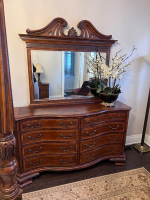 Ashley Furniture Chippendale Mahogany Dresser with Mirror