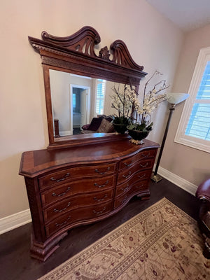 Ashley Furniture Chippendale Mahogany Dresser with Mirror