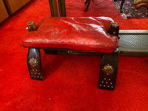 Vintage Red Leather Camel Stool # 2