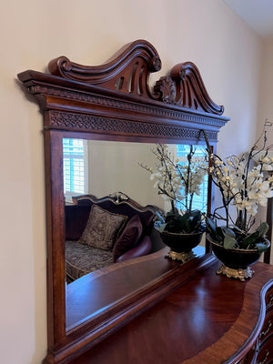 Ashley Furniture Chippendale Mahogany Dresser with Mirror
