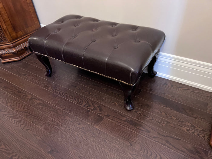Brown Faux Leather Bench