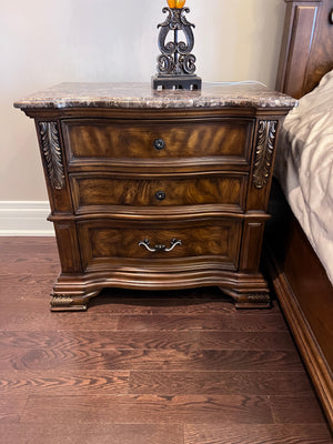 2 Cosmos Furniture Santa Monica Traditional Nightstands in Cherry Finish