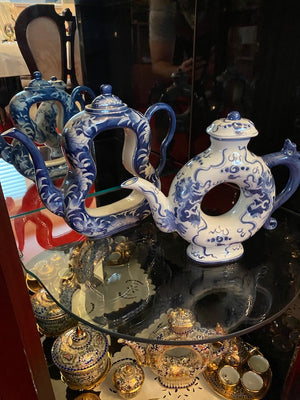 2 Blue & White Porcelain Tea Pots