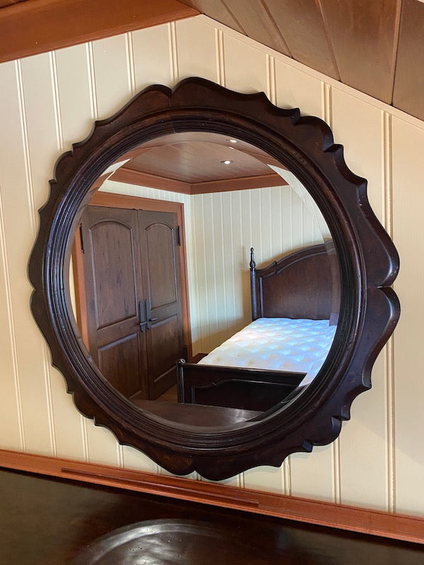 "Drexel Heritage" Dark Brown Round Wall Mirror