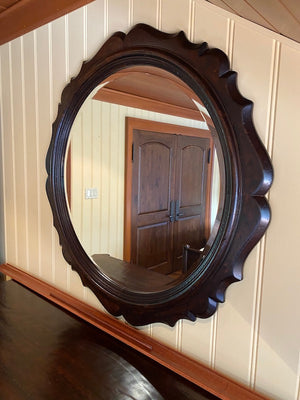 "Drexel Heritage" Dark Brown Round Wall Mirror