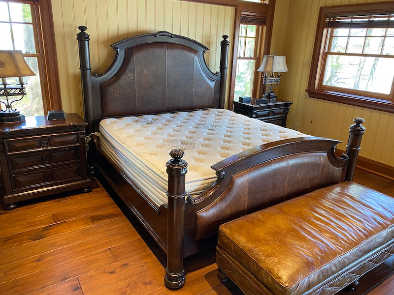 "Drexel Heritage" Leather King Bed Frame