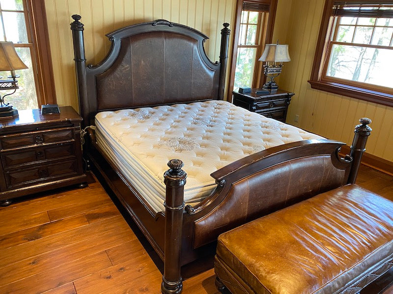 "Drexel Heritage" Leather King Bed Frame