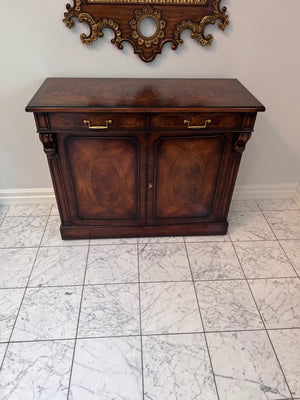 Burled Wood Console Cabinet