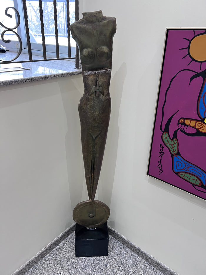 Ruben Zellermayer Painted Steel Sculpture- 'Female Torso w/Dove'- 6.75ft