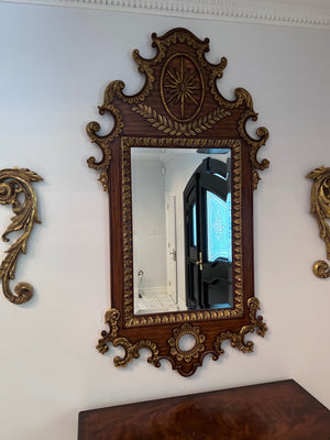 Beautiful Solid Wood Carved Mirror w/Gold Accents