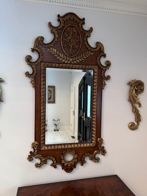 Beautiful Solid Wood Carved Mirror w/Gold Accents