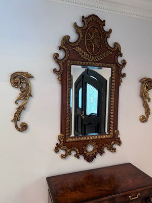 Beautiful Solid Wood Carved Mirror w/Gold Accents