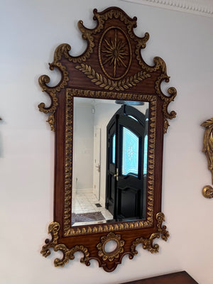 Beautiful Solid Wood Carved Mirror w/Gold Accents