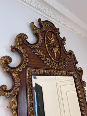 Beautiful Solid Wood Carved Mirror w/Gold Accents