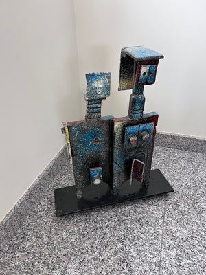 Ruben Zellermayer Painted Metal & Steel Sculpture- 'Robots' (very heavy)