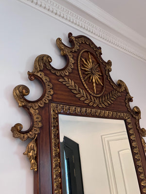 Beautiful Solid Wood Carved Mirror w/Gold Accents