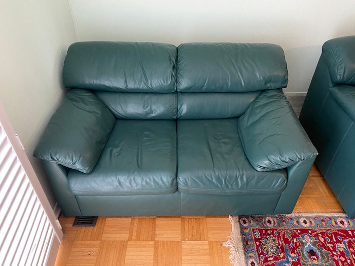 Green Leather Love Seat