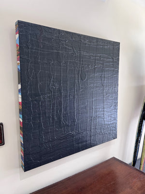 Original Abstract Acrylic Painting- Black with Colourful Borders by Ale Groen