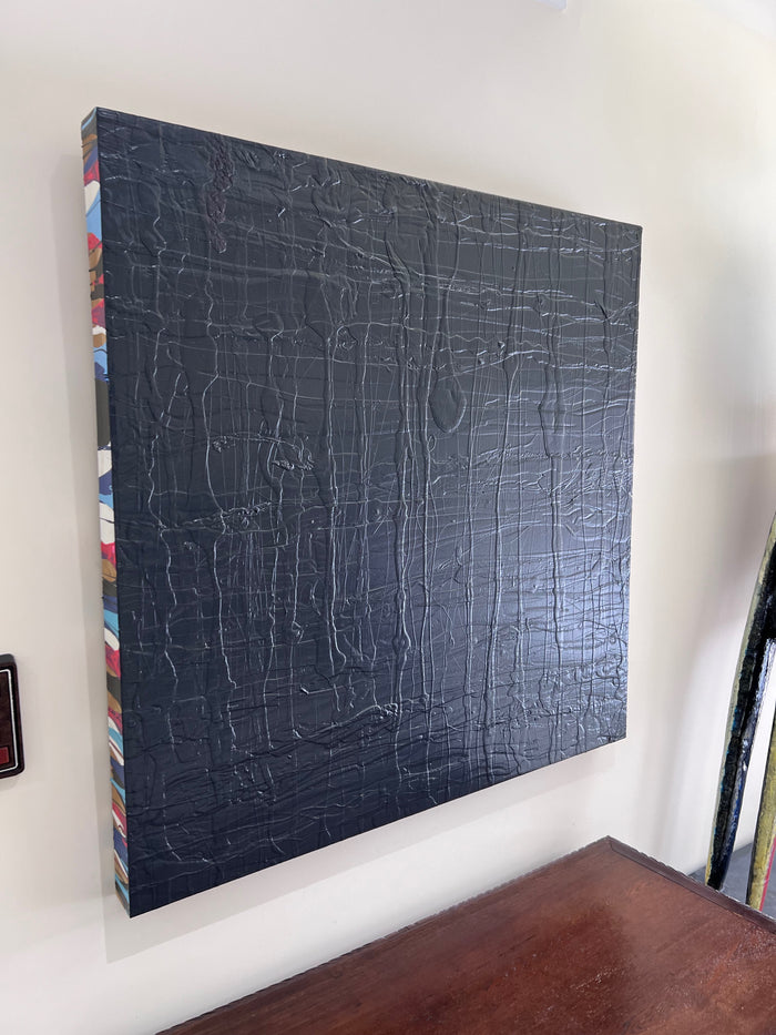 Original Abstract Acrylic Painting- Black with Colourful Borders by Ale Groen