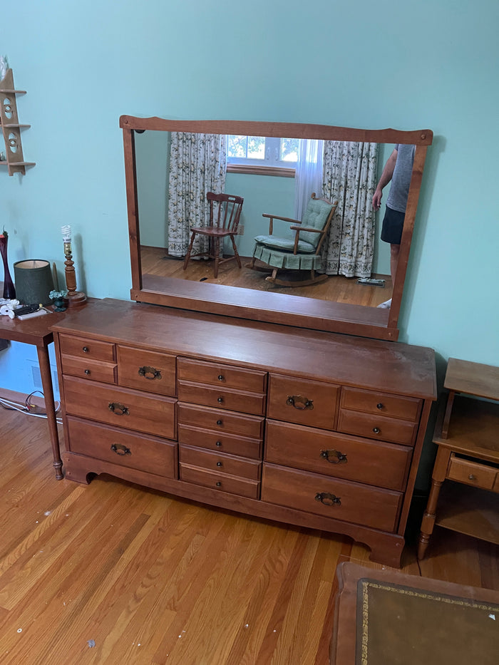 Vintage Wood Dresser w/Mirror