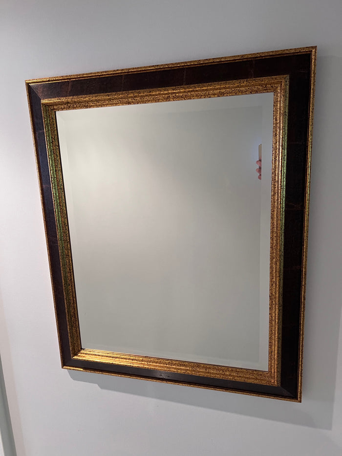 Walnut/Gold Mirror, Made in Italy