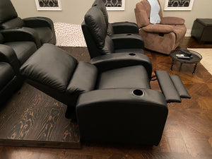 Black Leather Reclining Theatre Chairs (*3 Sets of 3 Available- priced separately)
