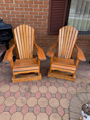 2 Outdoor Wood Muskoka Chairs by Country Comfort Chairs