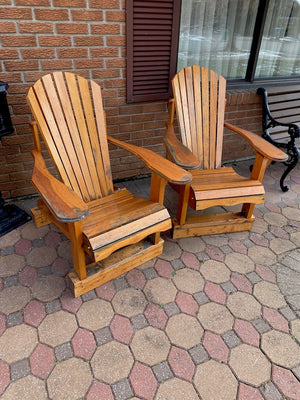 2 Outdoor Wood Muskoka Chairs by Country Comfort Chairs