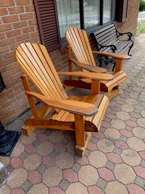 2 Outdoor Wood Muskoka Chairs by Country Comfort Chairs