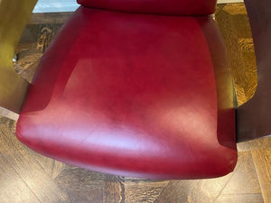 2 Red Leather & Chrome Aviator Chairs