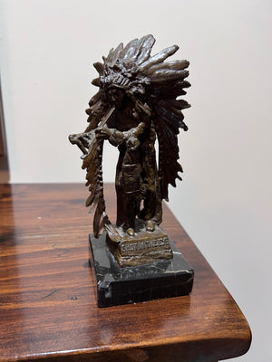 Carl Kauba Bronze Sculpture 'Shot in the Eye' on Marble Base