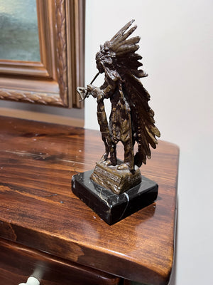 Carl Kauba Bronze Sculpture 'Shot in the Eye' on Marble Base