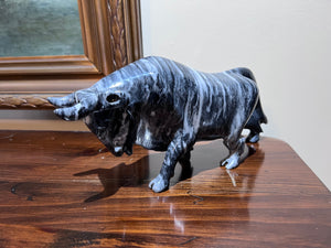 Carved Marble Bull Sculpture