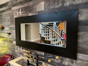 Black Wood Mirror, Thick Frame