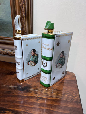 2 Napoleon Limoges Porcelain Camus Cognac Book Decanters