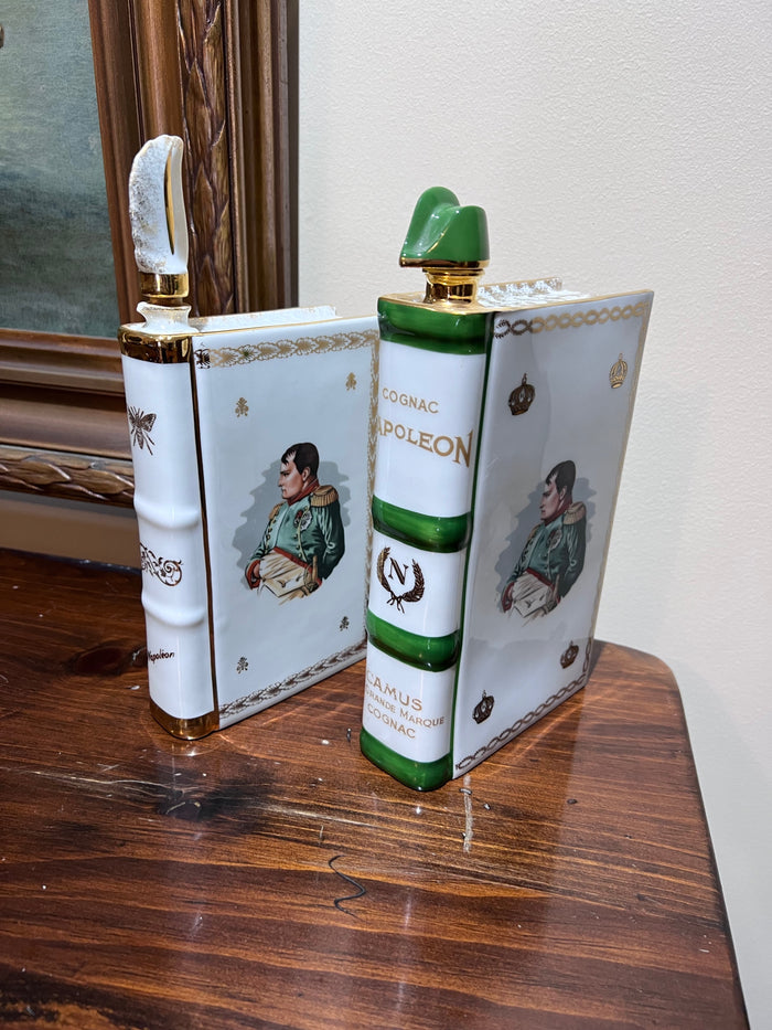 2 Napoleon Limoges Porcelain Camus Cognac Book Decanters