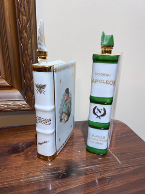 2 Napoleon Limoges Porcelain Camus Cognac Book Decanters