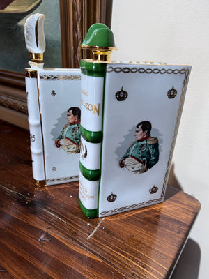 2 Napoleon Limoges Porcelain Camus Cognac Book Decanters