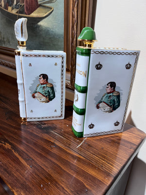 2 Napoleon Limoges Porcelain Camus Cognac Book Decanters