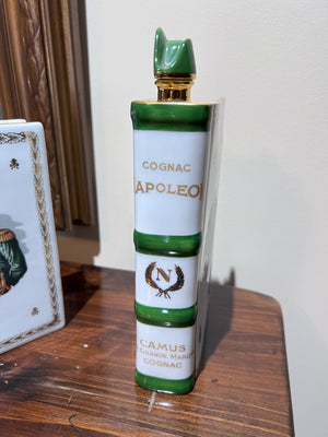 2 Napoleon Limoges Porcelain Camus Cognac Book Decanters