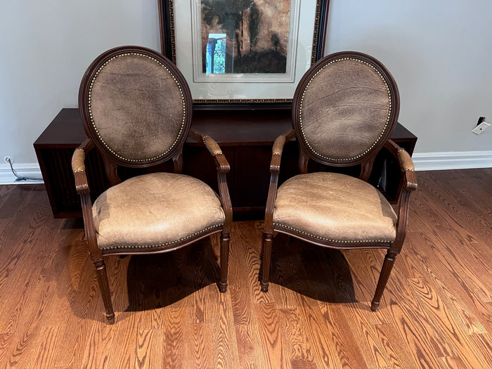 Pair of Leather Tufted Armchairs