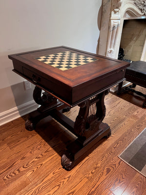 Leather Inlaid Chess/Games Table