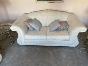 Cream Upholstered Flower Print Love Seat