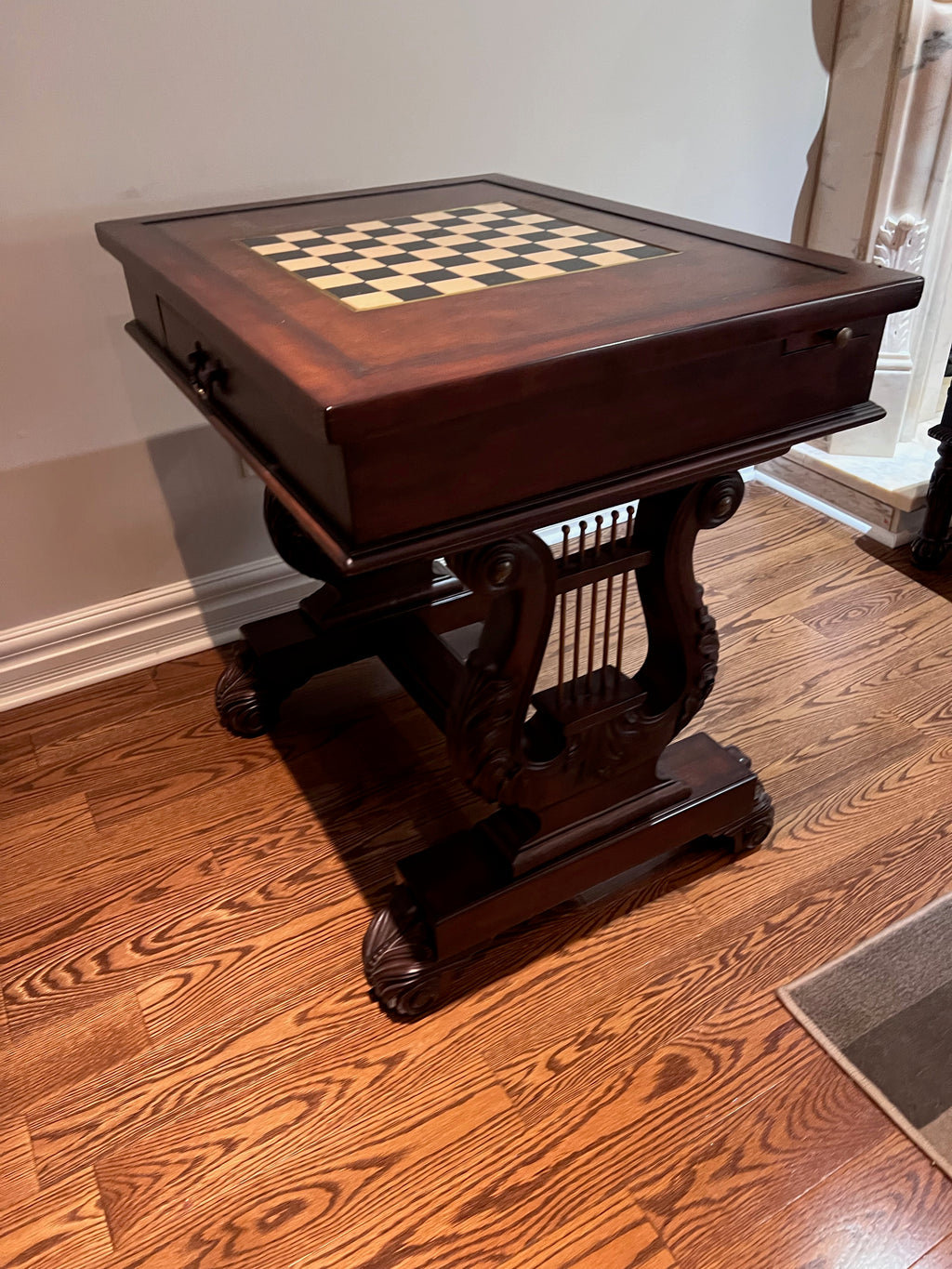 Leather Inlaid Chess/Games Table