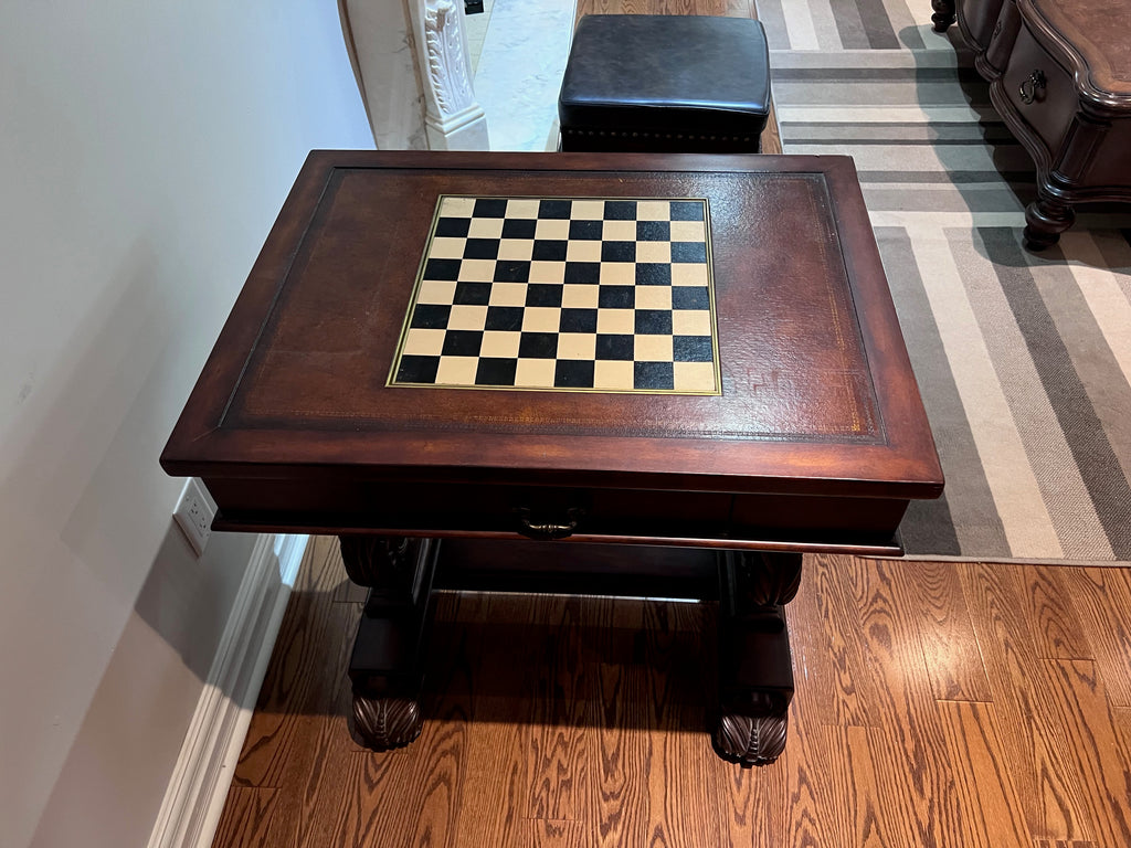 Leather Inlaid Chess/Games Table