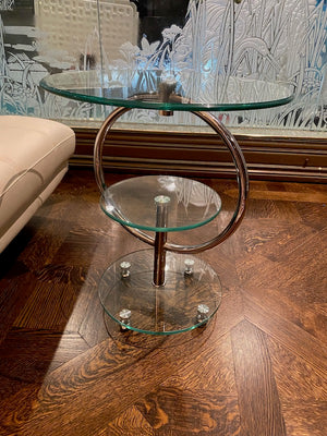 3 Tier Glass/Chrome Accent Table