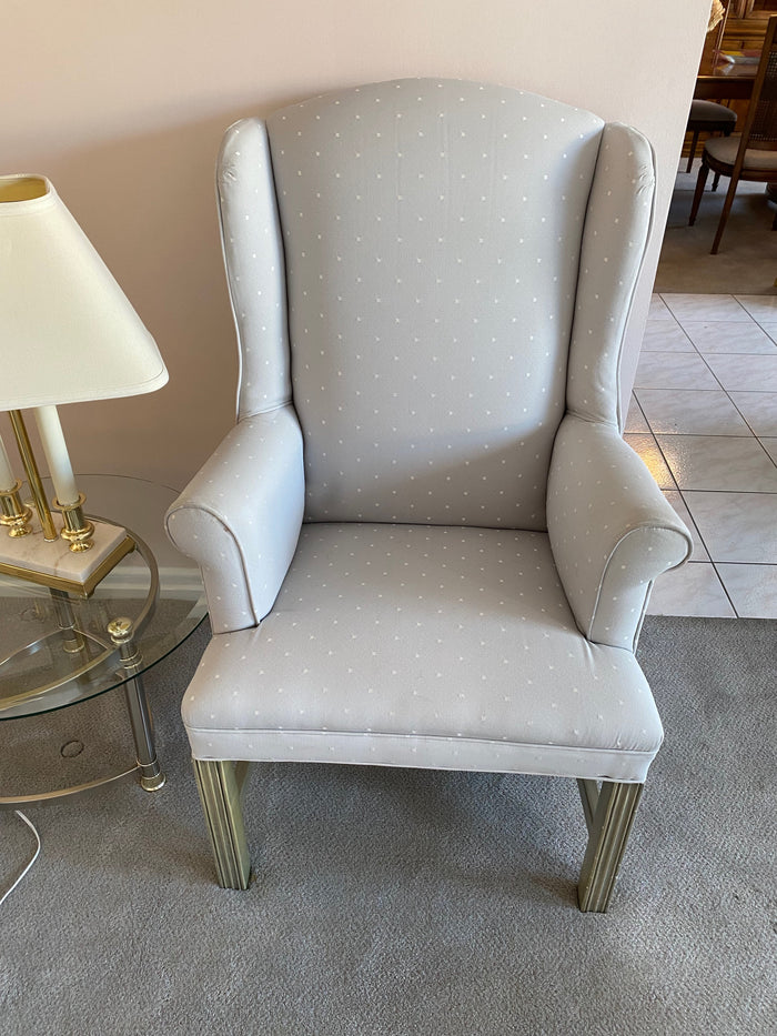 Cream Upholstered Wingback Chair