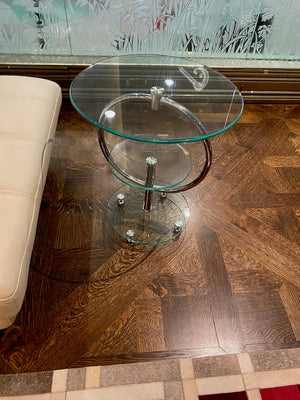 3 Tier Glass/Chrome Accent Table